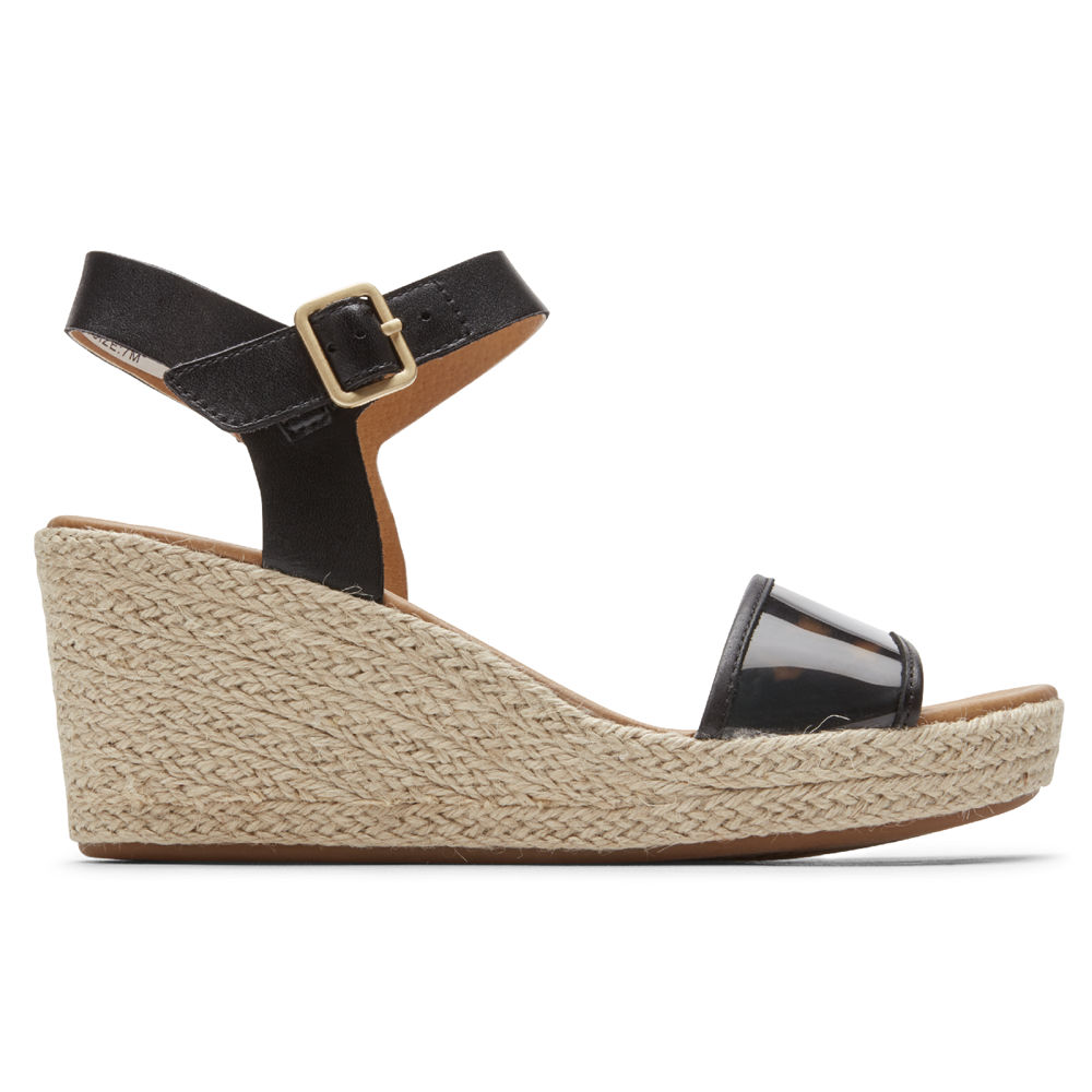 Sandálias Rockport Mulher Pretas - Lyla Ankle-Strap - 91538ASQG